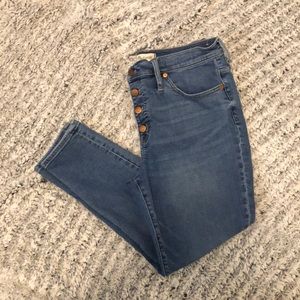 9” mid rise skinny crop Madewell jeans button fly